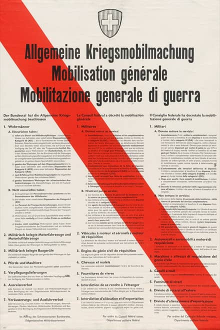 La mobilisation de 1939 en Suisse